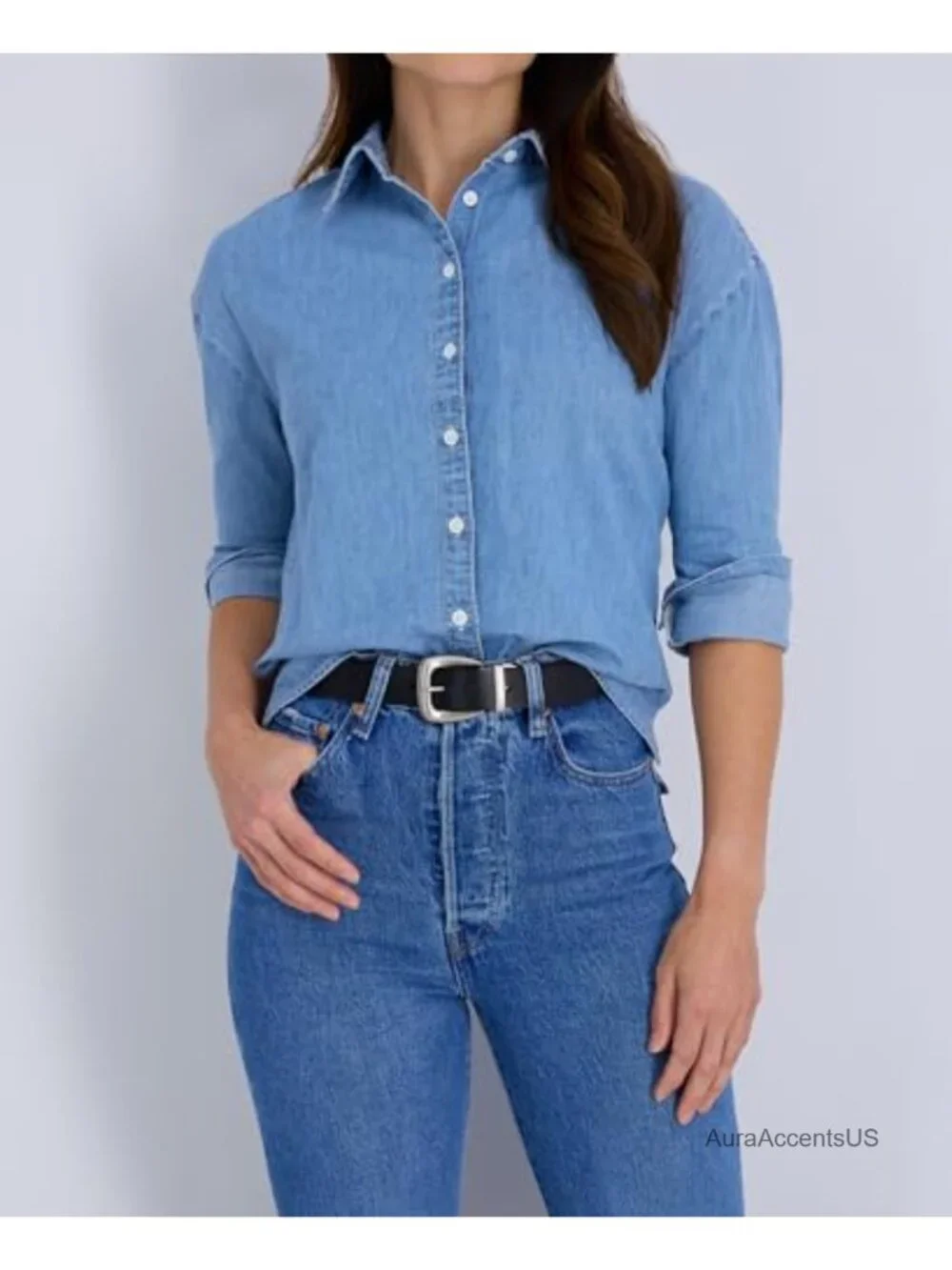 Reversible Western Buckle Casual Belt with Leather and PU